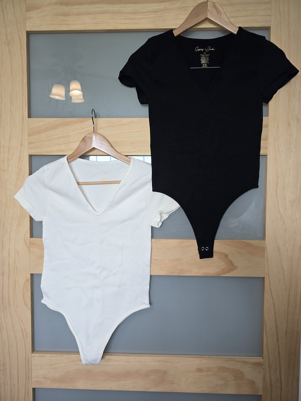 Women's V-Neck Short Sleeve Bodysuit - Ivory & White Bundle Of 2 NWOT! Ribbed!